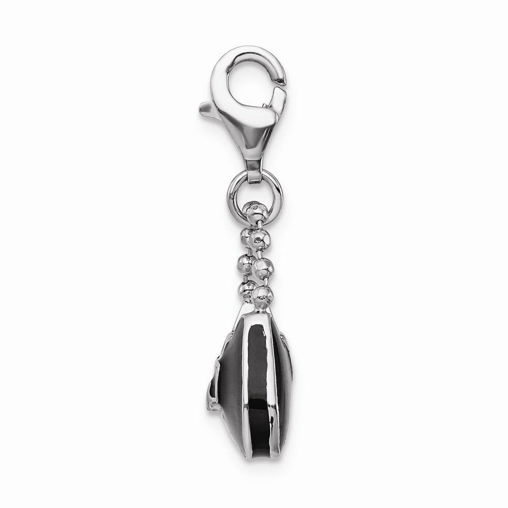 Million Charms 925 Sterling Silver Rhodium-Plated 3-D Enameled Purse With Lobster Clasp Charm