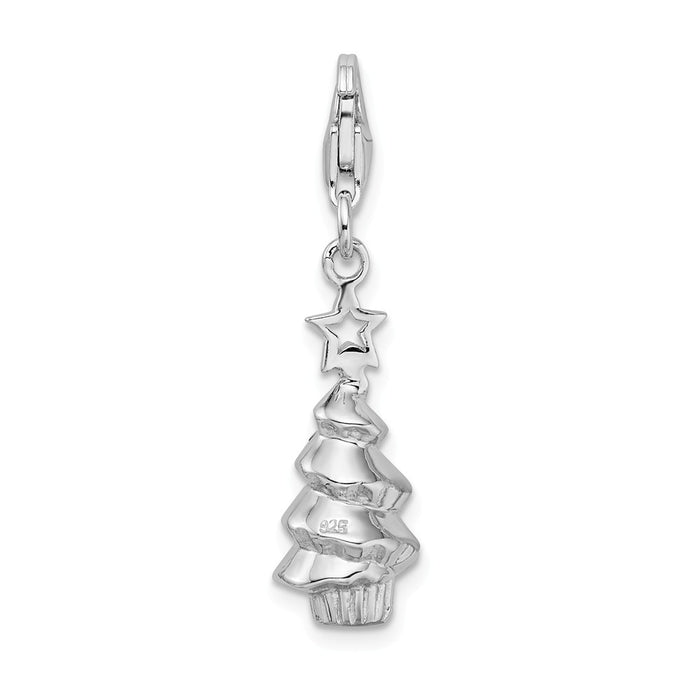 Million Charms 925 Sterling Silver Rhodium-plated Plated Multi Glass Stone Tree With Lobster Clasp Charm