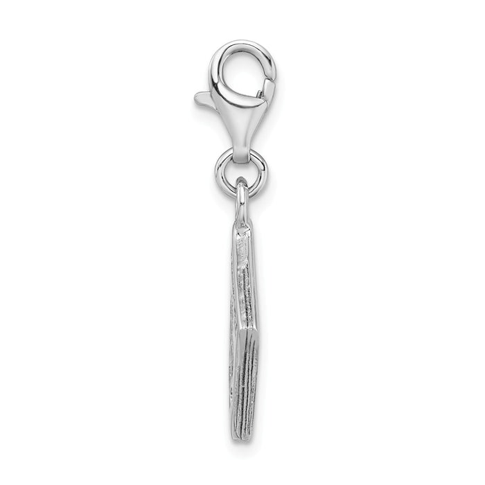 Million Charms 925 Sterling Silver Rhodium-Plated 3-D Passport With Lobster Clasp Charm