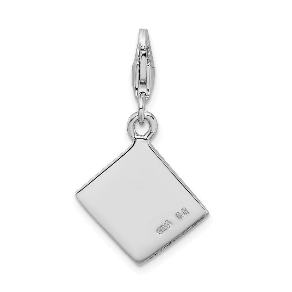 Million Charms 925 Sterling Silver Rhodium-Plated 3-D Passport With Lobster Clasp Charm