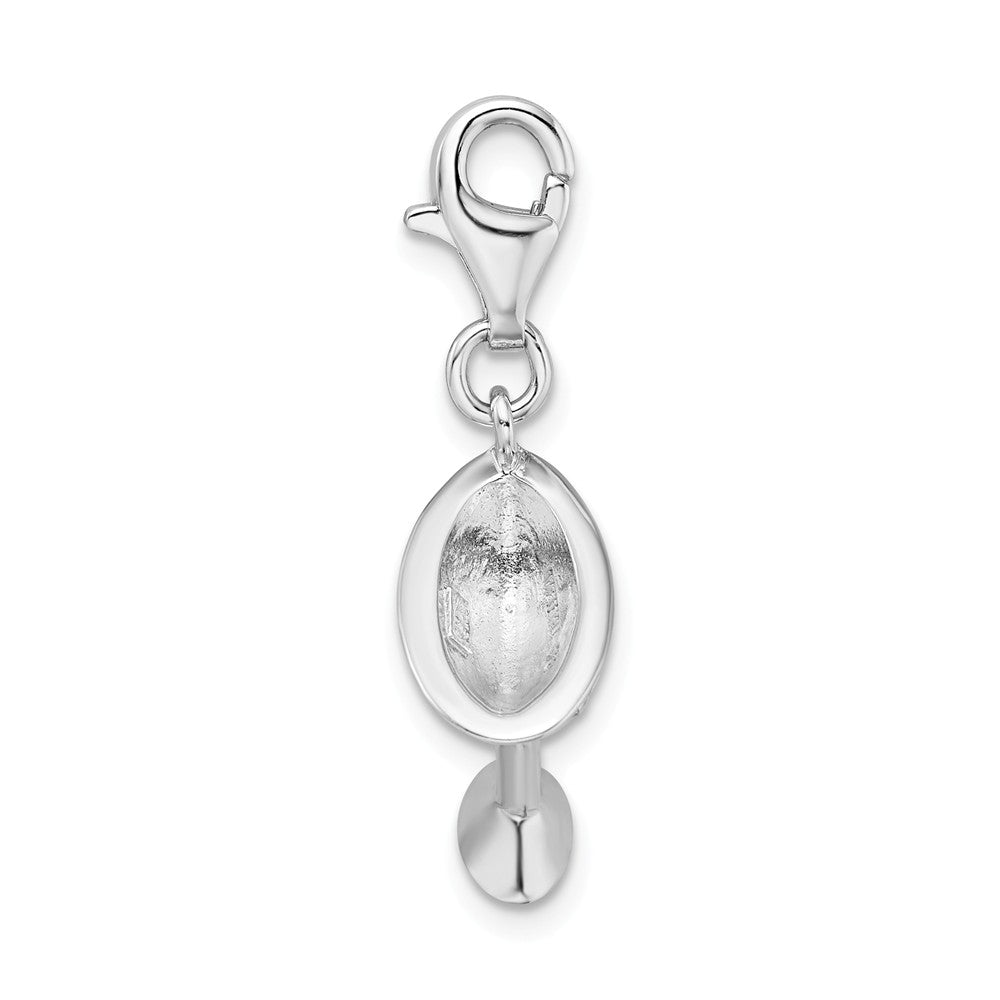 Million Charms 925 Sterling Silver (Cubic Zirconia) CZ Rhodium-plated Plated 3-D Martini Glass With Lobster Clasp Charm