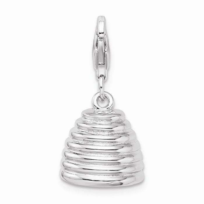 Million Charms 925 Sterling Silver Rhodium-Plated & Gold Themed Plated 3-D Beehive With Lobster Clasp Ch