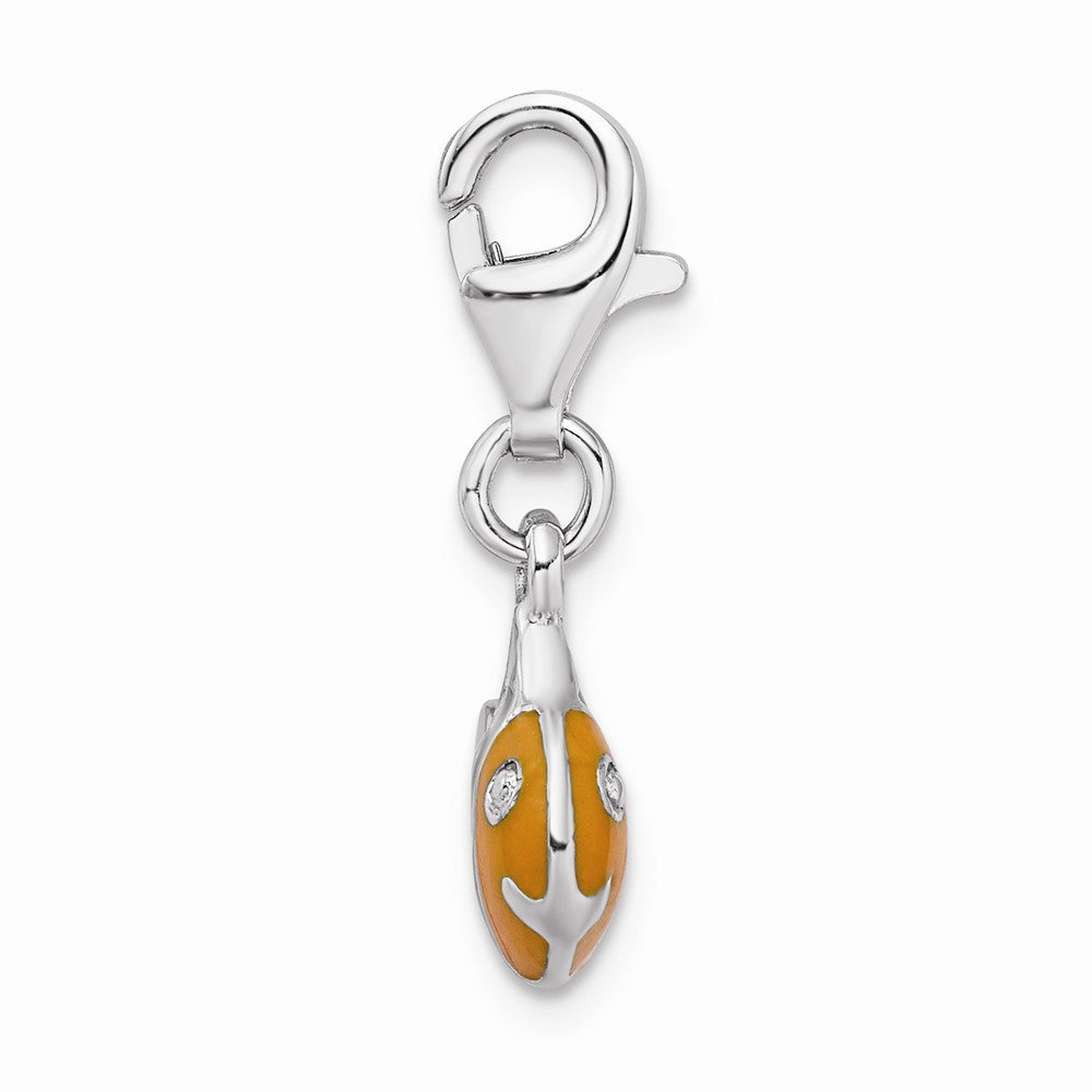 Million Charms 925 Sterling Silver Rhodium-Plated 3-D Enameled Fish With Lobster Clasp Charm