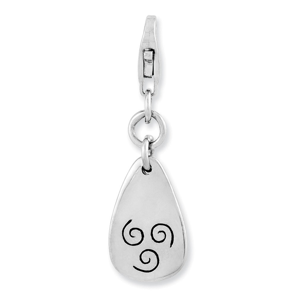 Million Charms 925 Sterling Silver Rhodium-Plated Air Symbol With Lobster Clasp Charm