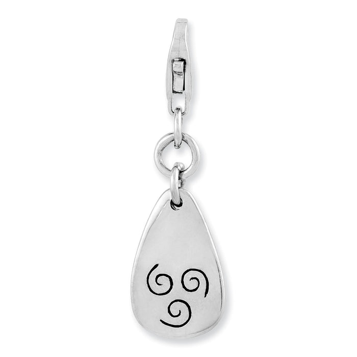 Million Charms 925 Sterling Silver Rhodium-Plated Air Symbol With Lobster Clasp Charm