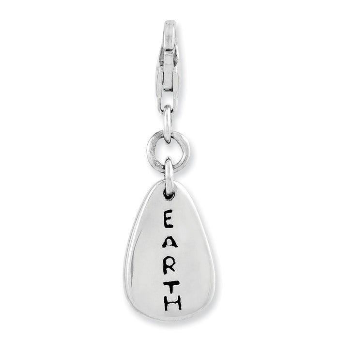 Million Charms 925 Sterling Silver Rhodium-Plated Earth Symbol With Lobster Clasp Charm