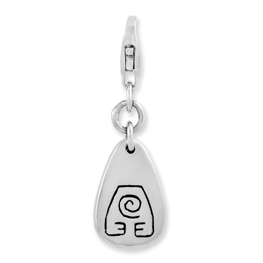 Million Charms 925 Sterling Silver Rhodium-Plated Earth Symbol With Lobster Clasp Charm