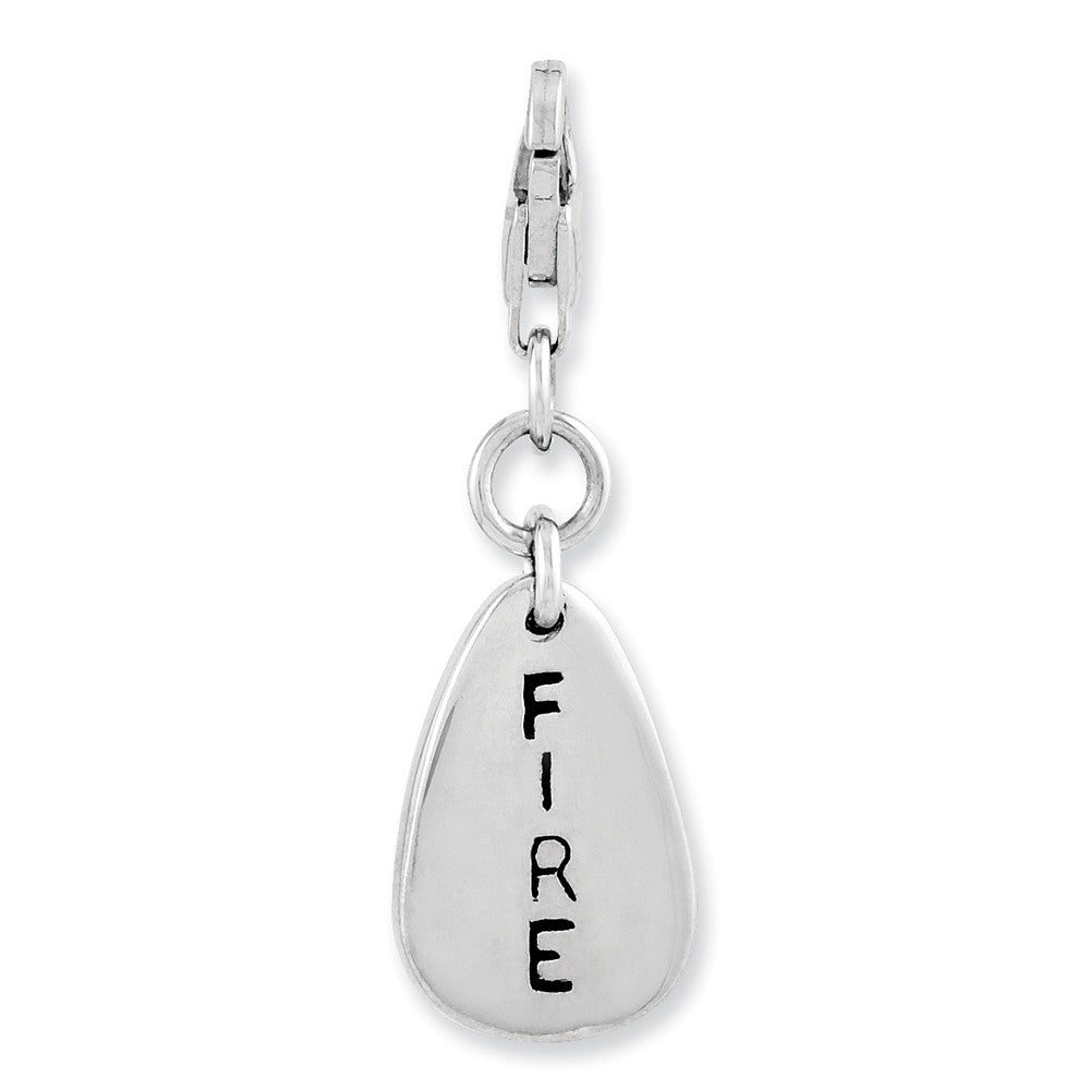 Million Charms 925 Sterling Silver Rhodium-Plated Fire Symbol With Lobster Clasp Charm
