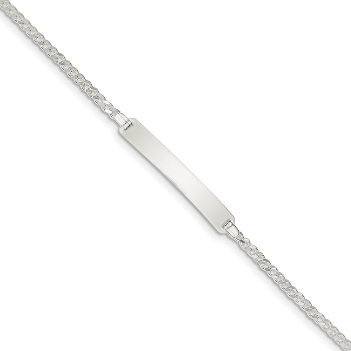 Million Charms 925 Sterling Silver Curb Link ID Bracelet, Chain Length: 8 inches