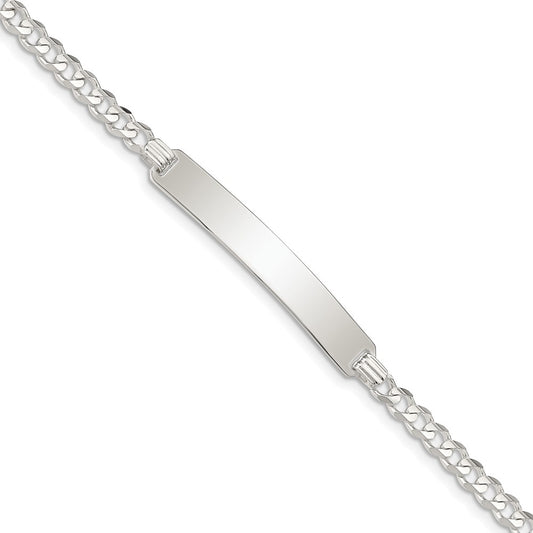 Million Charms 925 Sterling Silver Curb Link ID Bracelet, Chain Length: 8 inches