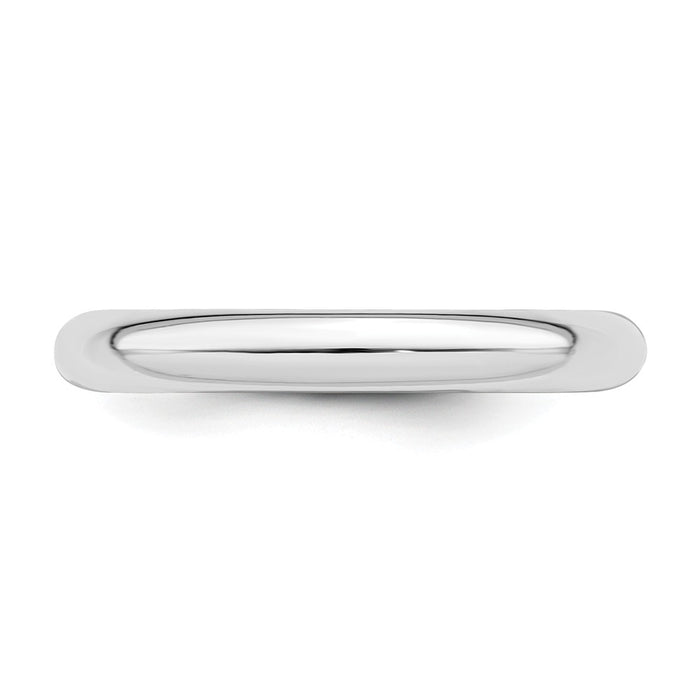 925 Sterling Silver Rhodium-plated 3mm Comfort Fit Wedding Band, Size: 7.5