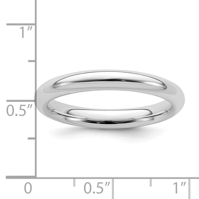 925 Sterling Silver 3mm Comfort Fit Wedding Band, Size: 7.5