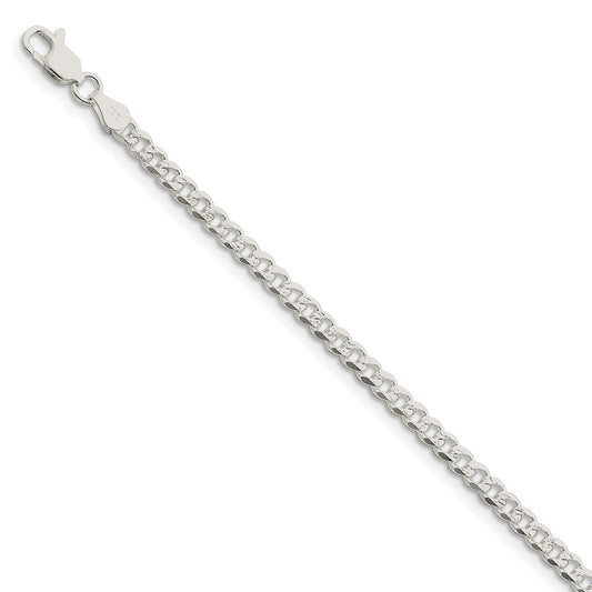 Million Charms 925 Sterling Silver 4mm Pav‚ Curb Chain, Chain Length: 7 inches