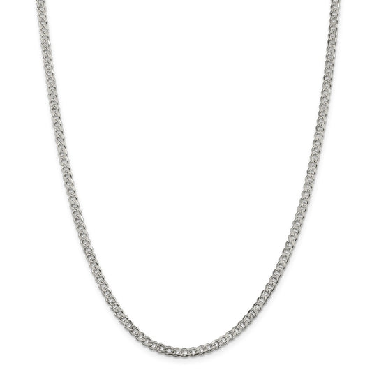 Million Charms 925 Sterling Silver 4mm Pav‚ Curb Chain, Chain Length: 24 inches