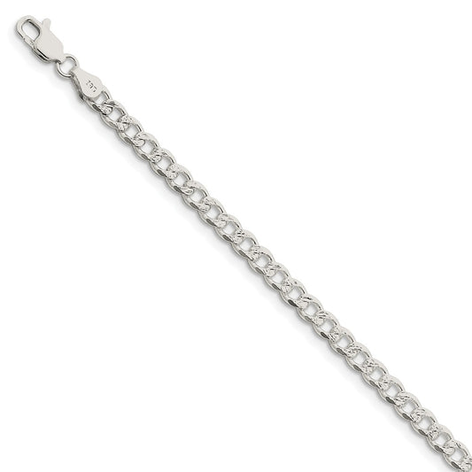 Million Charms 925 Sterling Silver 4.5mm Pav‚ Curb Chain, Chain Length: 8 inches