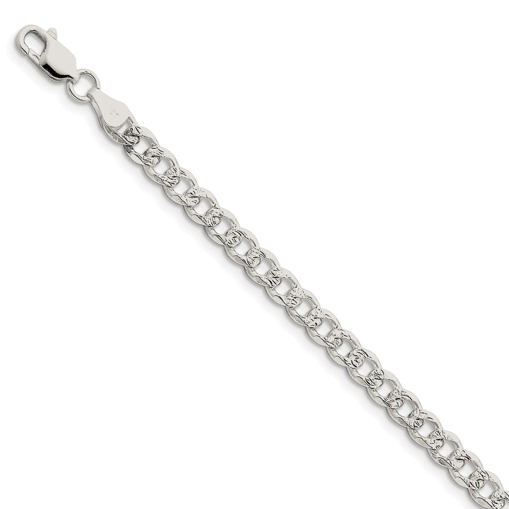 Million Charms 925 Sterling Silver 5.5mm Pav‚ Curb Chain, Chain Length: 8 inches