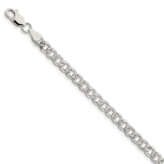 Million Charms 925 Sterling Silver 5.5mm Pav‚ Curb Chain, Chain Length: 8 inches
