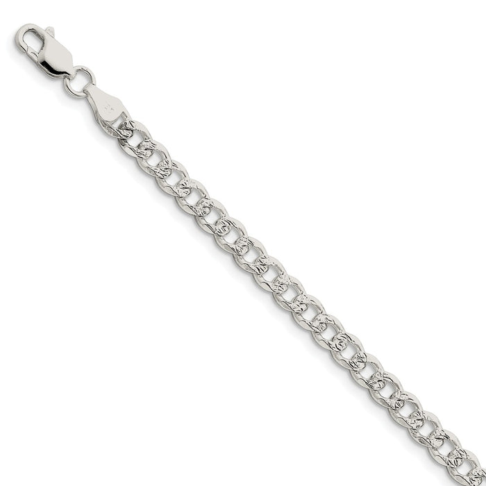 Million Charms 925 Sterling Silver 5.5mm Pav‚ Curb Chain, Chain Length: 7 inches