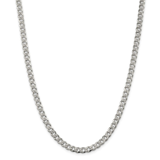 Million Charms 925 Sterling Silver 5.5mm Pav‚ Curb Chain, Chain Length: 22 inches