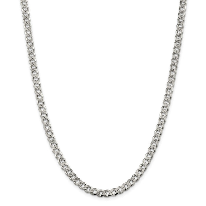 Million Charms 925 Sterling Silver 5.5mm Pav‚ Curb Chain, Chain Length: 26 inches