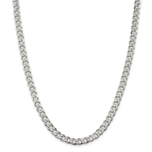 Million Charms 925 Sterling Silver 7mm Pav‚ Curb Chain, Chain Length: 22 inches