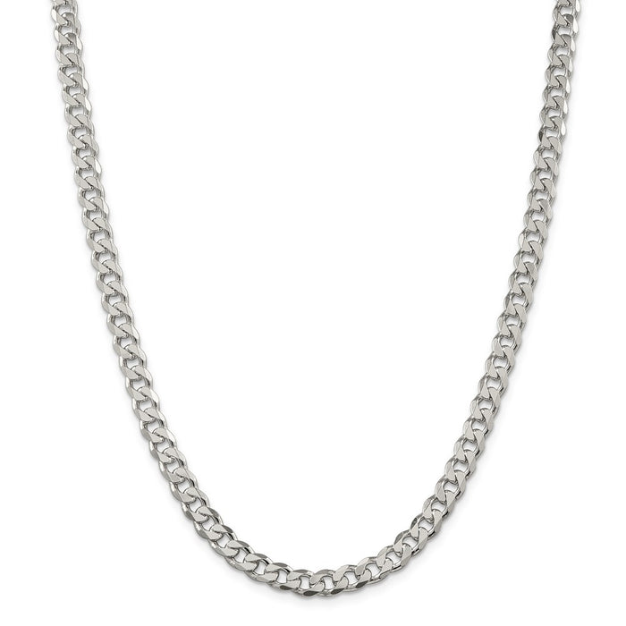Million Charms 925 Sterling Silver 7mm Pav‚ Curb Chain, Chain Length: 22 inches