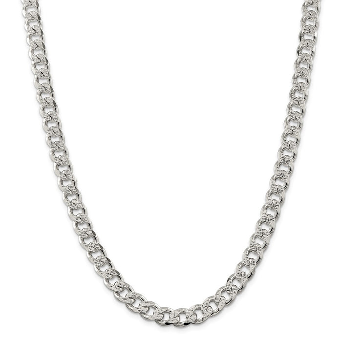 Million Charms 925 Sterling Silver 9.15mm Pav‚ Curb Chain, Chain Length: 20 inches
