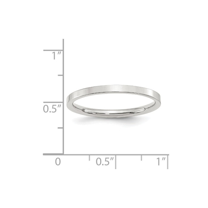 925 Sterling Silver, 2mm Comfort Fit Flat Size 5 Wedding Band