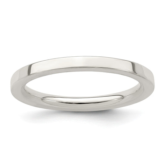 925 Sterling Silver, 2mm Comfort Fit Flat Size 6.5 Wedding Band