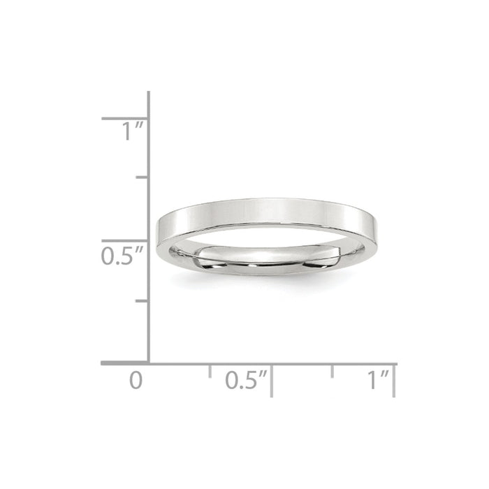 925 Sterling Silver, 3mm Comfort Fit Flat Size 5 Wedding Band