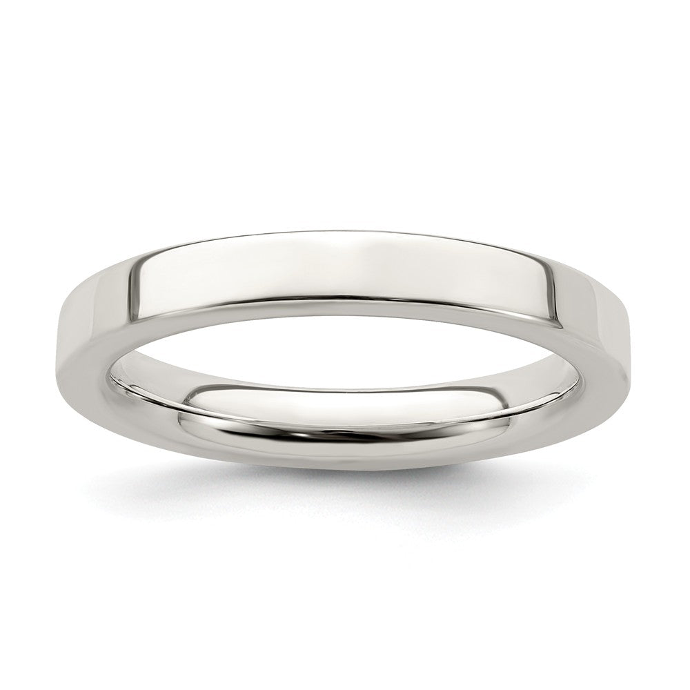 925 Sterling Silver, 3mm Comfort Fit Flat Size 7 Wedding Band