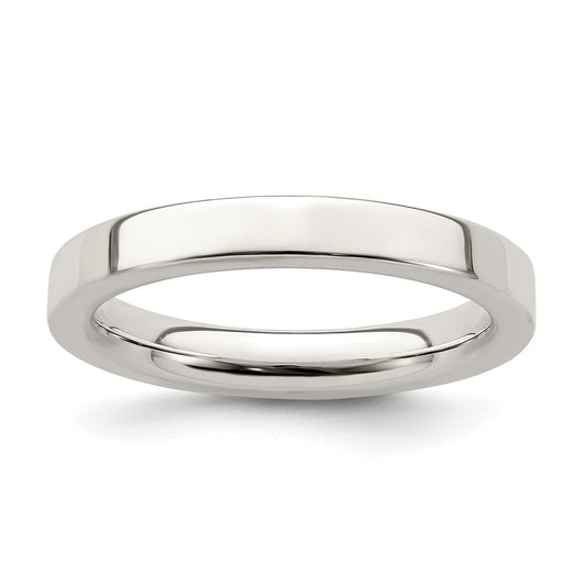925 Sterling Silver, 3mm Comfort Fit Flat Size 12.5 Wedding Band