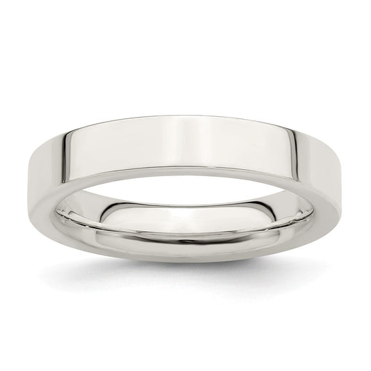925 Sterling Silver, 4mm Comfort Fit Flat Size 7.5 Wedding Band