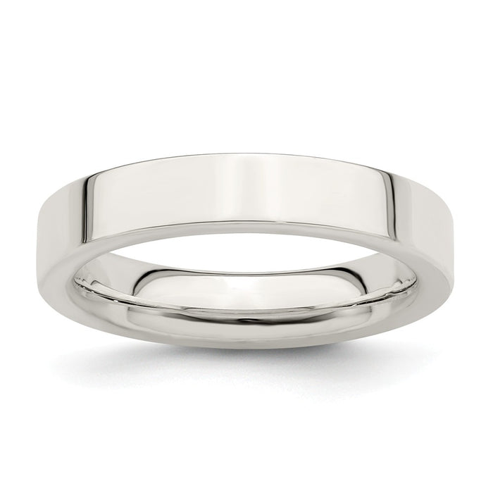 925 Sterling Silver, 4mm Comfort Fit Flat Size 5 Wedding Band