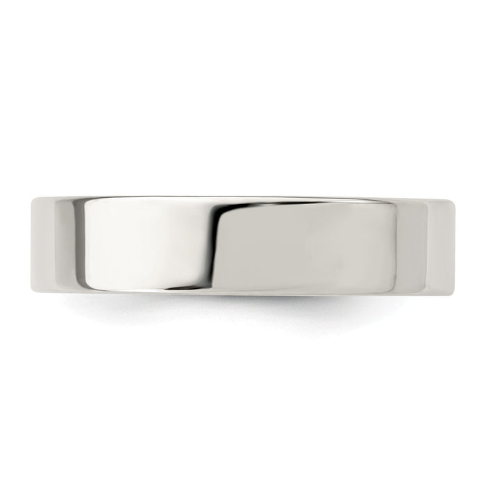 925 Sterling Silver, 5mm Comfort Fit Flat Size 13 Wedding Band