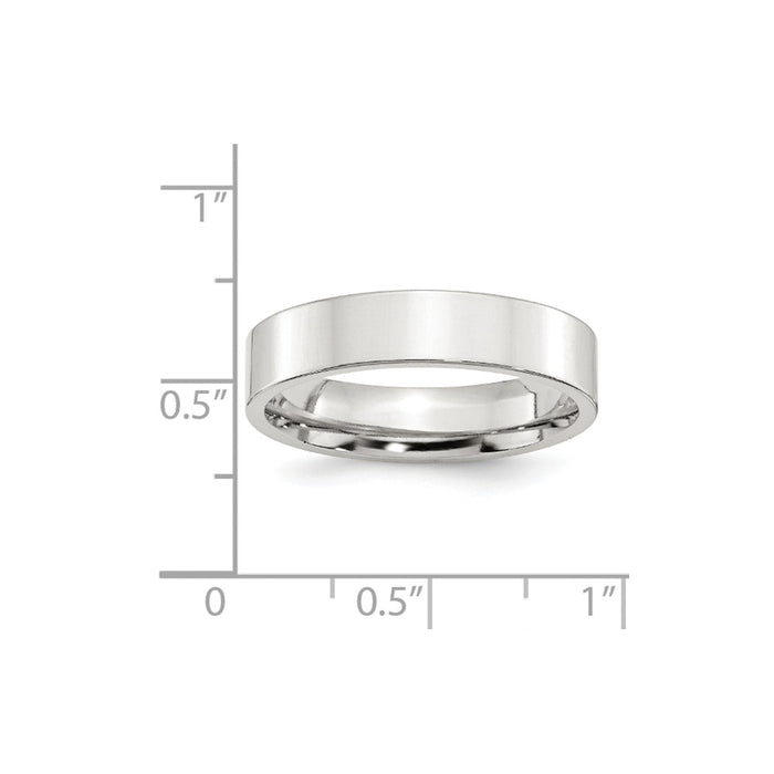 925 Sterling Silver, 5mm Comfort Fit Flat Size 7 Wedding Band