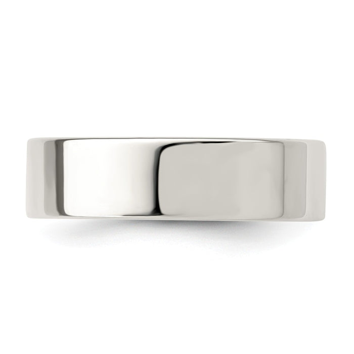 925 Sterling Silver, 6mm Comfort Fit Flat Size 13.5 Wedding Band