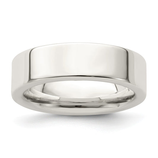 925 Sterling Silver, 6mm Comfort Fit Flat Size 13 Wedding Band