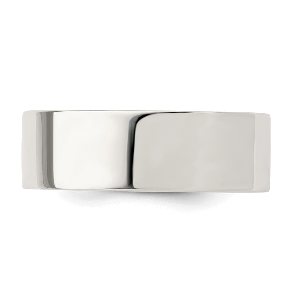 925 Sterling Silver, 7mm Comfort Fit Flat Size 8.5 Wedding Band