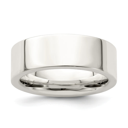 925 Sterling Silver, 7mm Comfort Fit Flat Size 8.5 Wedding Band