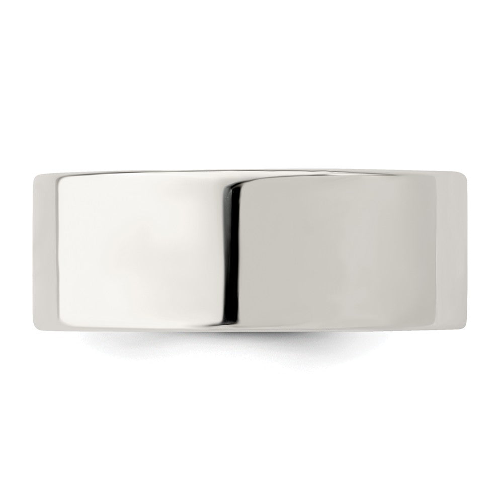 925 Sterling Silver, 8mm Comfort Fit Flat Size 4.5 Wedding Band