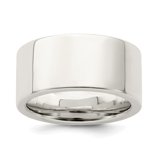 925 Sterling Silver, 10mm Comfort Fit Flat Size 6.5 Wedding Band