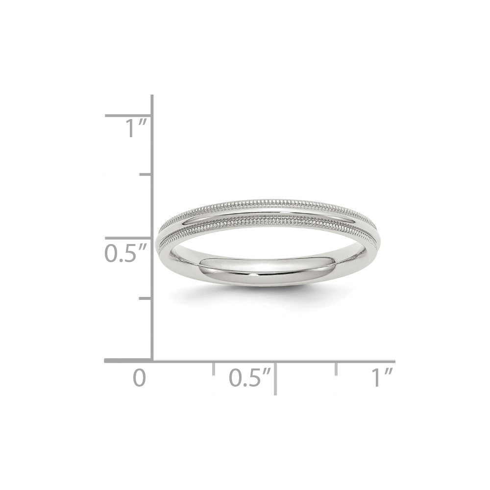 925 Sterling Silver, 3mm Comfort Fit Milgrain Size 8.5 Wedding Band