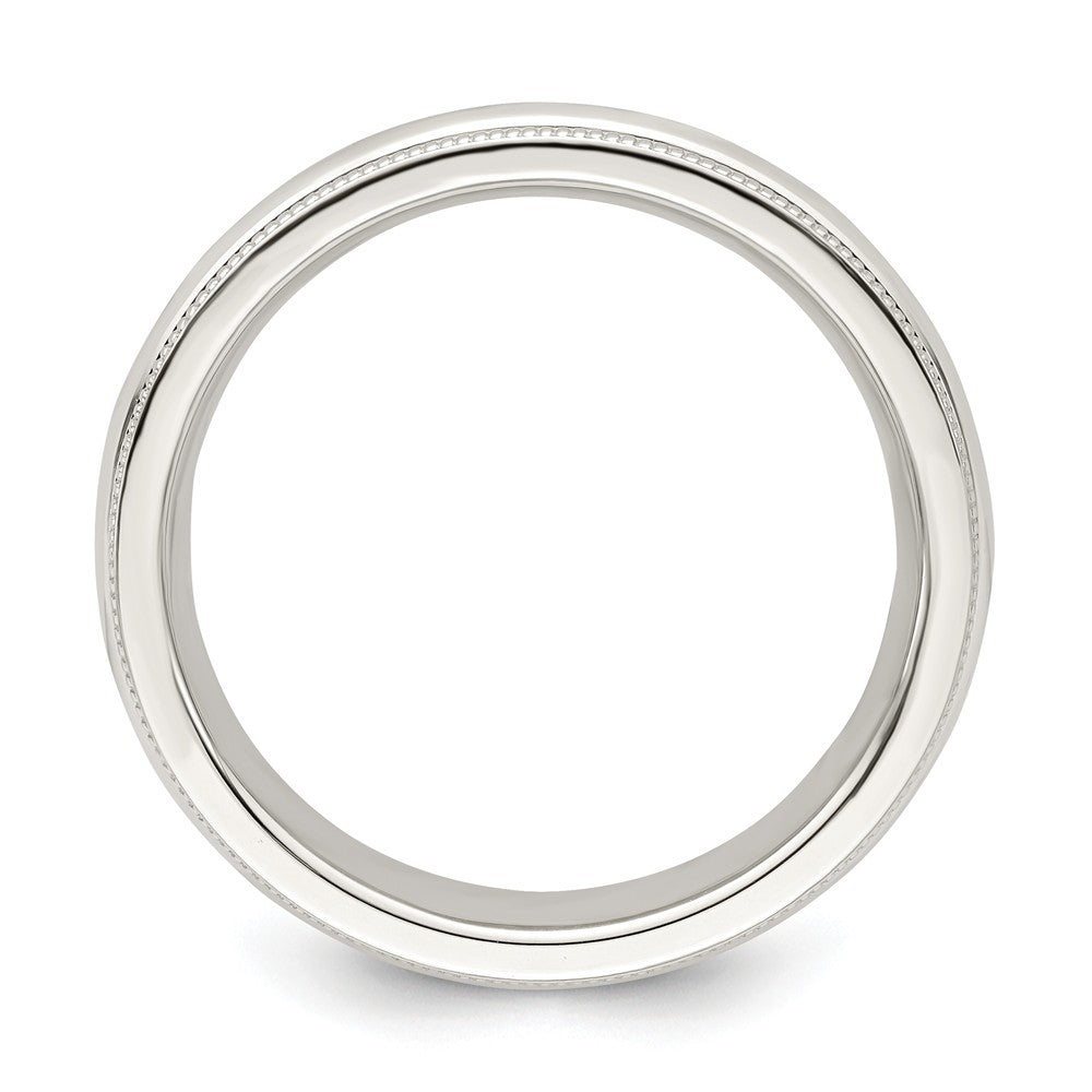 925 Sterling Silver 4mm Milgrain Comfort Fit Wedding Band, Size: 6.5