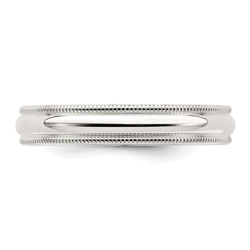 925 Sterling Silver 4mm Milgrain Comfort Fit Wedding Band, Size: 7