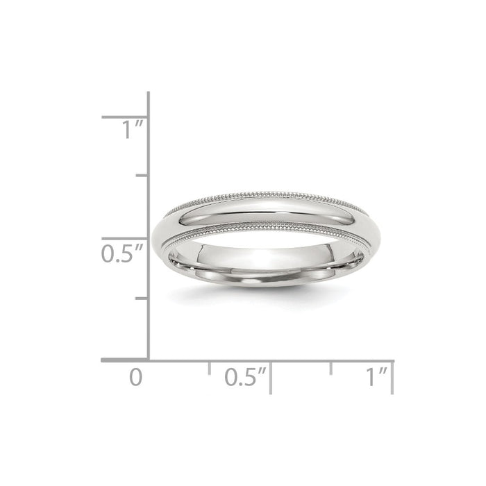 925 Sterling Silver 4mm Milgrain Comfort Fit Wedding Band, Size: 5.5