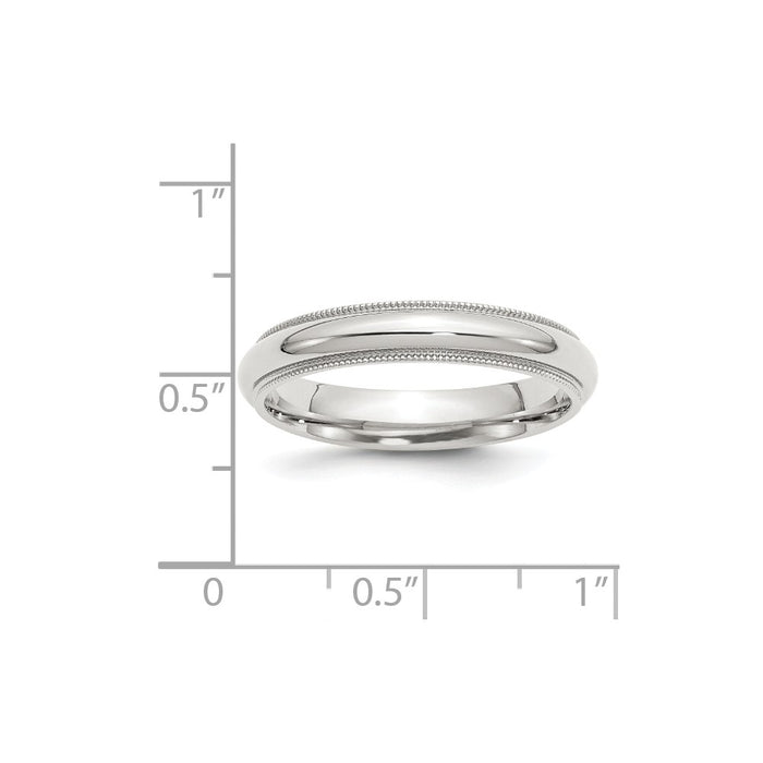 925 Sterling Silver, 4mm Comfort Fit Milgrain Size 13 Wedding Band