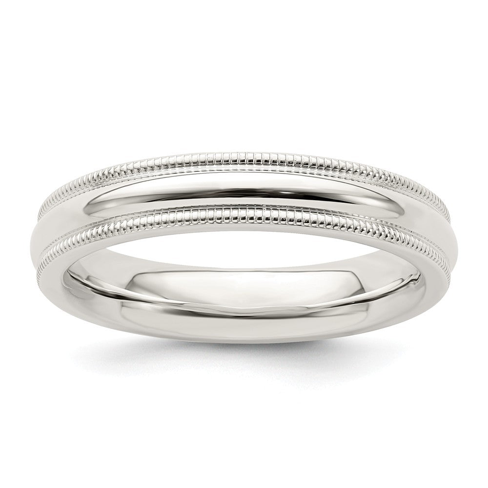 925 Sterling Silver 4mm Milgrain Comfort Fit Wedding Band, Size: 6