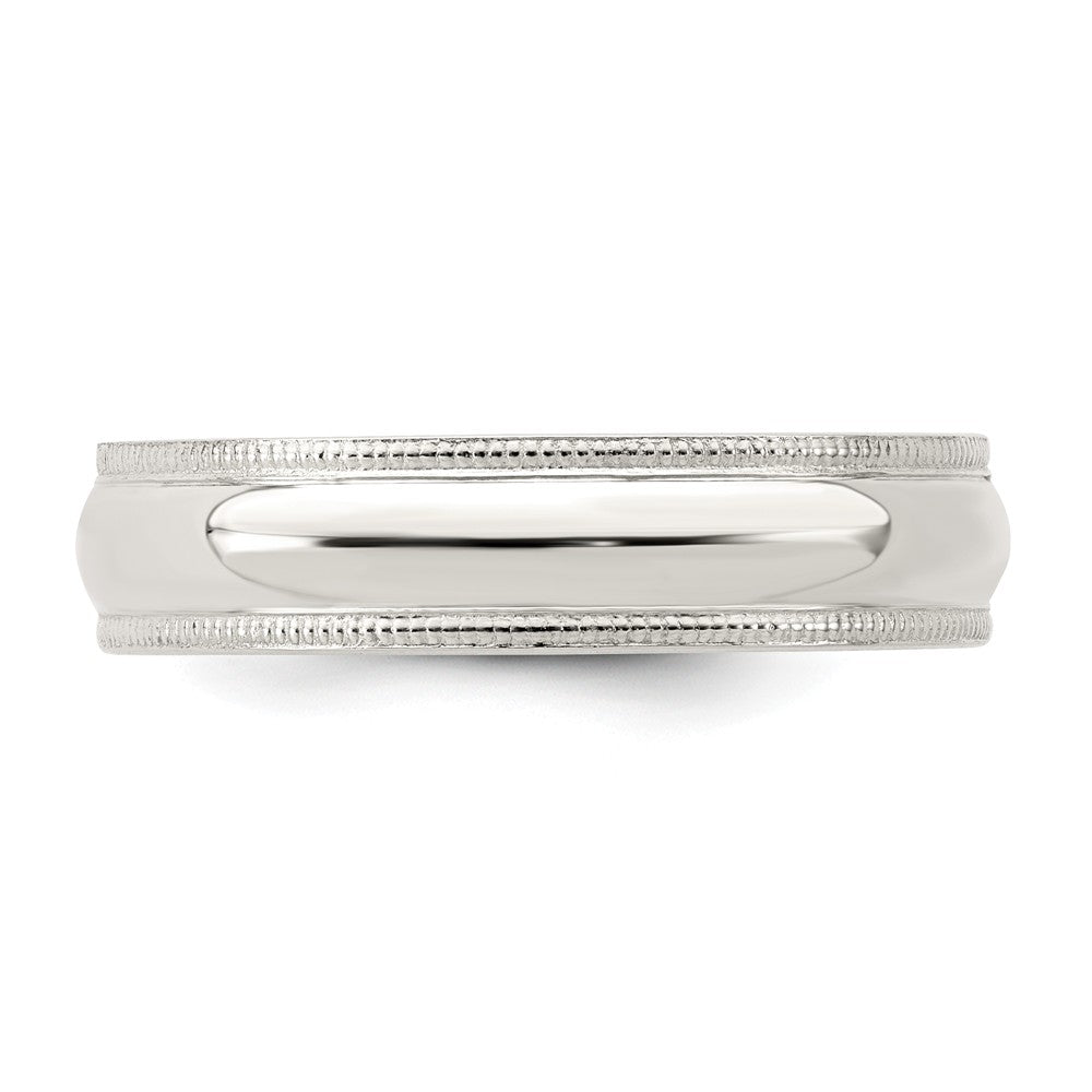 925 Sterling Silver 5mm Milgrain Comfort Fit Wedding Band, Size: 5.5