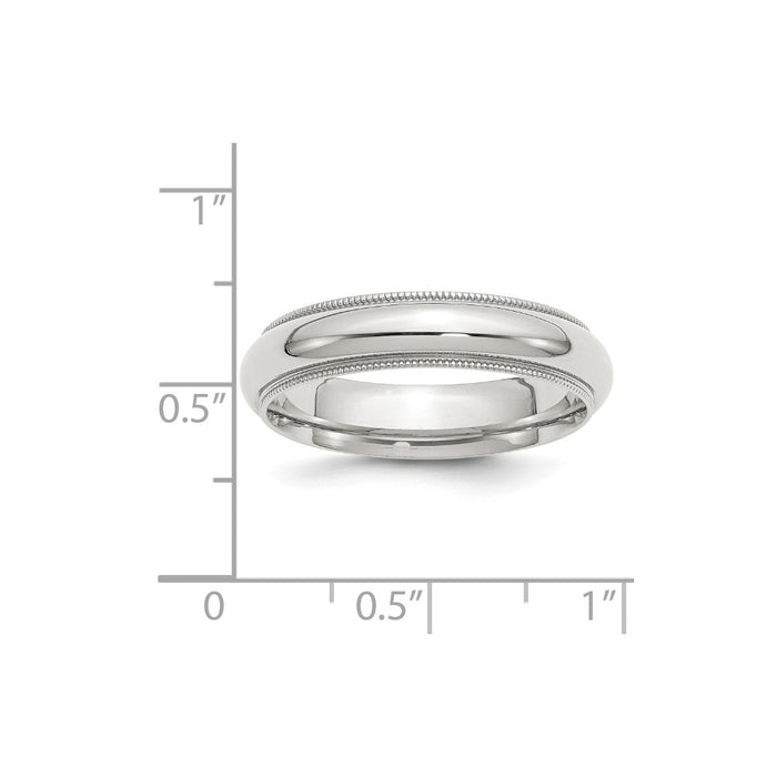 925 Sterling Silver 5mm Milgrain Comfort Fit Wedding Band, Size: 10.5